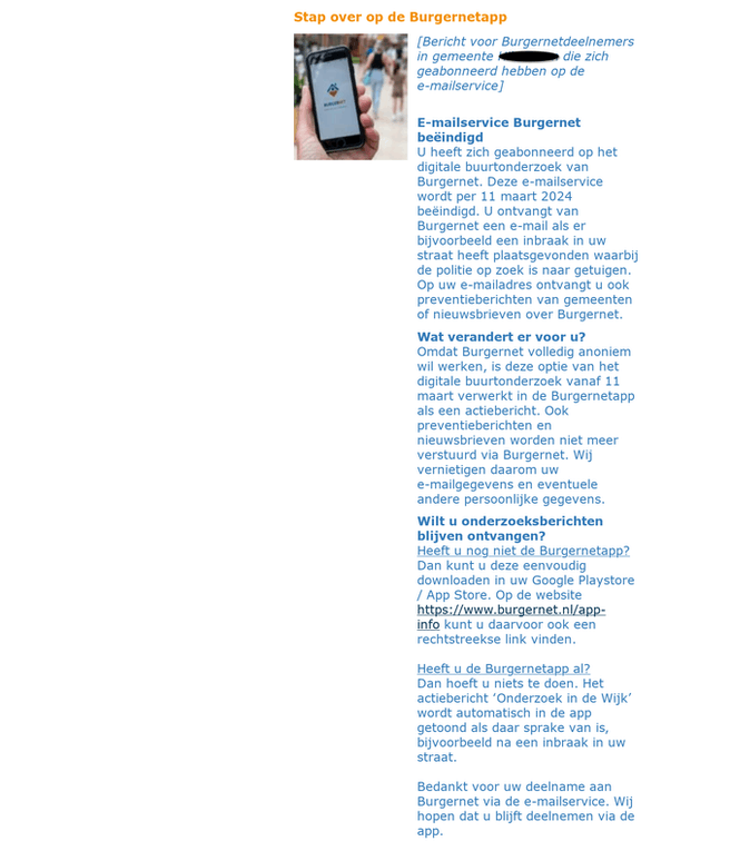 Screenshot bericht burgernet