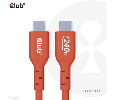 Club 3D USB2 Type-C Bi-Directional USB-IF Certified Cable Data 480Mb, PD 240W(48V/5A) EPR M/M 4m / 13.13ft