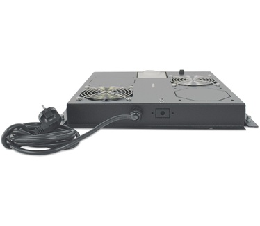 Intellinet 2-Fan Ventilation Unit for 19" Racks, Roof Mount, with Thermostat, Black