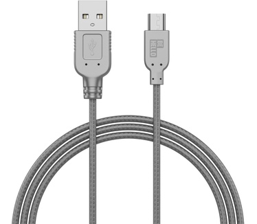 BeHello Charge and Synch Cable Micro USB 1m Braided Silver