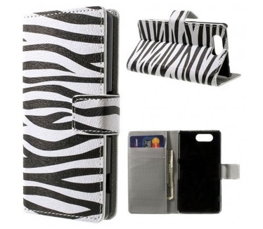 qMust Sony Xperia Z3 Compact Wallet Case met stand (Zebra)