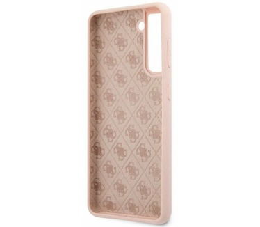 Guess Silicone Retro Back Cover - Samsung Galaxy S21 Plus - Roze Roze