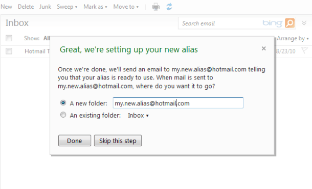 Hotmail alias