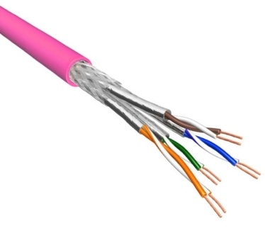 Eeconn Cat.6 S/FTP Kabel, Soepel, AWG26, LSZH, Roze, 500m