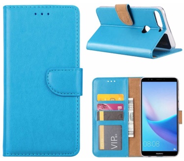 Luxe Lederen Bookcase hoesje voor de Huawei Y7 Prime 2018 - Blauw (Huawei Y7 Prime 2018) Blauw