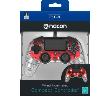Nacon Officieel gelicenseerde Illuminated Wired Compact Controller voor PS4 - rood