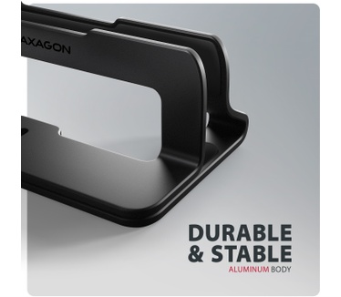 Axagon STND-VB Vertikaler Laptop-Ständer, einstellbare Breite, Aluminium
