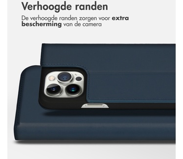 Accezz Premium Leather Slim Bookcase iPhone 14 Pro Max - Donkerblauw