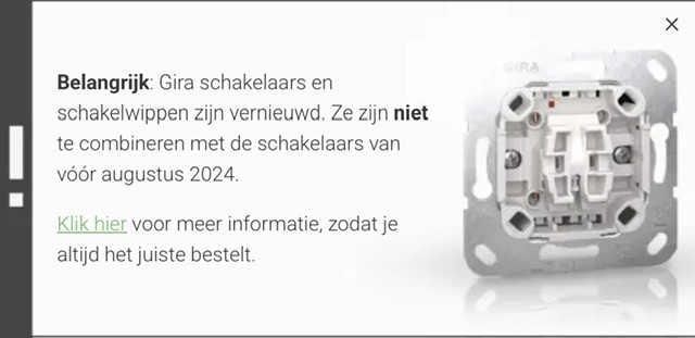 Gira heeft nieuwe schakelaars sinds augustus 2024