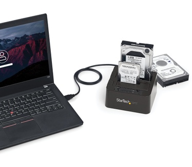 Startech.com USB 3.1 (10Gbps) dubbel harddisk docking station voor 2,5 en/of 3,5" SATA SSD/HDD Zwart