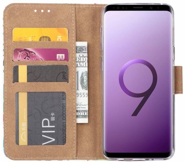 Spijkerbroek print lederen Bookcase hoesje voor de Samsung Galaxy S9 - Blauw (Samsung Galaxy S9) Wit