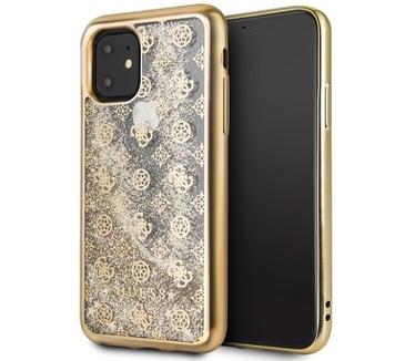 Guess 4G Peony Liquid Glitter Hard Case - Apple iPhone 11 - Goud  Goud