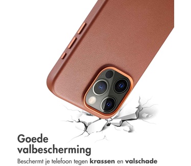 Accezz MagSafe Leather Backcover iPhone 15 Pro Max - Bruin