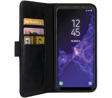 Rosso Deluxe Samsung Galaxy S9 Hoesje Echt Leer Book Case Zwart (Samsung Galaxy S9) Zwart