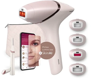 Philips 9900-serie Lumea IPL 9900 Series - IPL Ontharingsapparaat - AI haarvermindering analyse - 4 opzetstukken met trimmer - BRP959/00