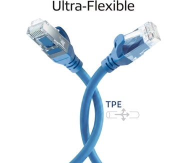 ACT Blauwe 1 meter TPE U/UTP CAT6A ultra-flex patchkabel snagless met RJ45 connectoren