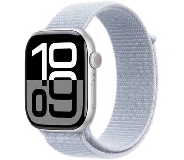 Apple Watch Series 10, 46mm, GPS, Aluminium, Geweven sportbandje, Zilver (Zilver)
