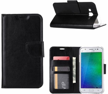 Luxe Lederen Bookcase hoesje voor de Samsung Galaxy J7 2016 - Zwart (Galaxy J7 2016) Zwart
