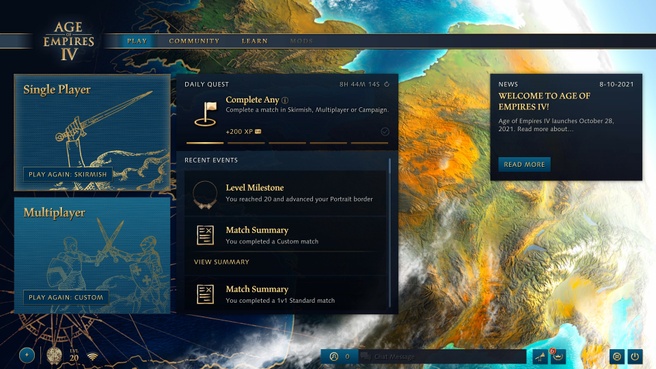 Het startscherm van het spel