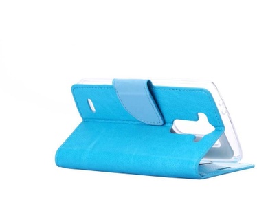Luxe Lederen Bookcase hoesje voor de LG G3 S - Blauw (LG G3 S) Blauw