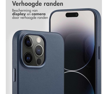 Accezz MagSafe Leather Backcover iPhone 14 Pro Max - Donkerblauw