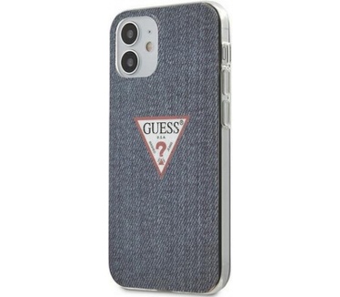 Guess Denim Hard Case - Apple iPhone 12 Mini (5.4") - Donkerblauw  Blauw