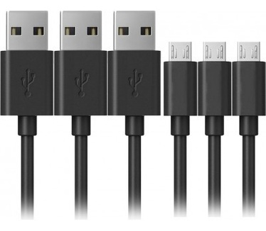 qMust Micro USB kabel - 3 meter - set van 3 stuks - kleur zwart