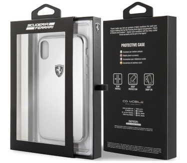 Ferrari Heritage Aluminium Hard Case voor Apple iPhone X - Zilver  Zilver
