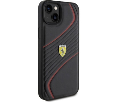 Ferrari Twist Metal Logo Back Case - iPhone 15 (6.1") - Zwart Zwart