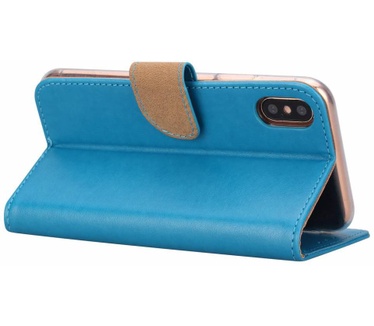 Luxe Lederen Bookcase hoesje voor de Apple iPhone XS - Blauw (Apple iPhone XS) Blauw