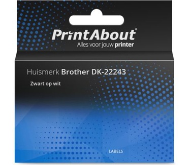 PrintAbout Huismerk Brother DK-22243 Etiket Zwart op wit (102 mm)