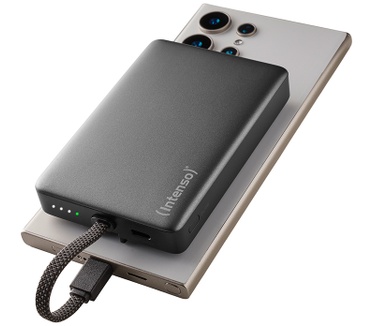 Intenso Powerbank MC10000 met geïntegreerde USB-C kabel en magnetische achterkant, 10.000 mAh, 20 Watt