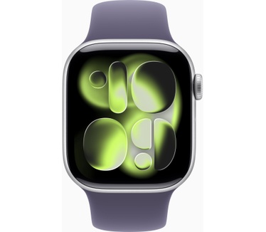 Apple Watch Series 11, 42mm, GPS, Aluminium, Sportbandje M/L, Zilver (Paars)
