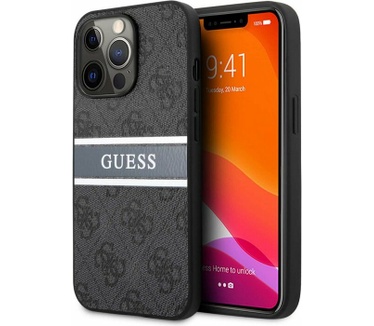 Guess 4G Printed Stripe Back Case iPhone 13 Pro Max (6.7") Grijs Grijs