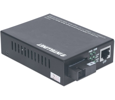 Intellinet Fast Ethernet WDM Bi-Directional Single Mode Media Converter, 10/100Base-Tx to 100Base-Fx (SC) Single-Mode, 20 km (12.4 mi.), WDM (Rx1310/Tx1550) (Euro 2-pin plug)