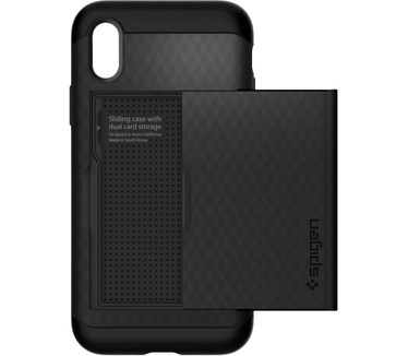 Spigen Apple iPhone X Hoesje Crystal Wallet Zwart