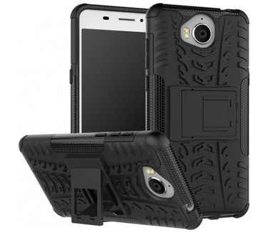 qMust Huawei Y6 (2017) Rugged Hybrid Hoesje Zwart
