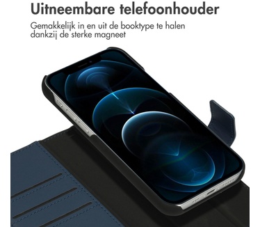 Accezz Premium Leather 2 in 1 Wallet Bookcase iPhone 12 (Pro) - Donkerblauw