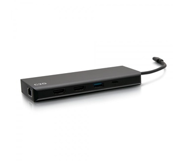 CablesToGo USB-C® 9-in-1 Dual Display Docking Station met HDMI®, Ethernet, USB, 3,5 mm audio- en stroomtoevoer tot 60W - 4K 30Hz (TAA-conform)