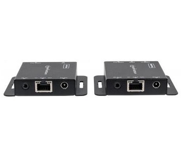 Manhattan HDMI 1080p over Ethernet Extender Kit, Up to 50m with Single Cat6 Cable, Tx & Rx Modules, IR Support (Euro 2-pin plug)