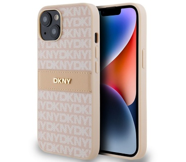 DKNY Textured Tonal Stripe Back Case - iPhone 14 (6.1") - Roze Roze