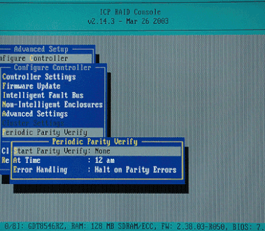 ICP Vortex GDT8546RZ BIOS - Periodic parity verify