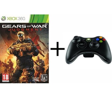 Microsoft Xbox Controller + Gears of War: Judgment Zwart, Xbox 360