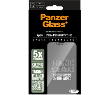 PanzerGlass PanzerGlass® Ceramic Screen Protector iPhone 17e | 16e | iPhone 14 | 13 Pro | 13 | Ultra-Wide Fit w. EasyAligner