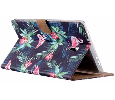 Flamingo print lederen standaard hoes voor de Samsung Galaxy Tab A (10.5 inch) - Zwart