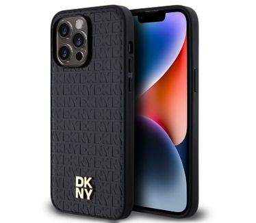 DKNY Repeat Stack Logo Back Case - iPhone 14 Pro Max (6.7") Zwart Zwart