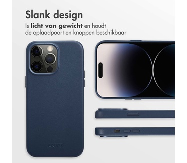 Accezz MagSafe Leather Backcover iPhone 14 Pro Max - Donkerblauw