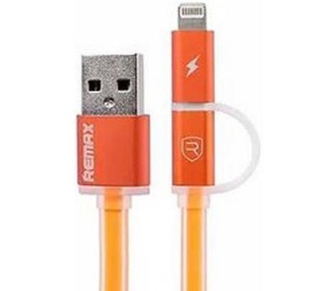 Remax Aurora USB naar Micro USB en Lightning Kabel - Oranje (1m)