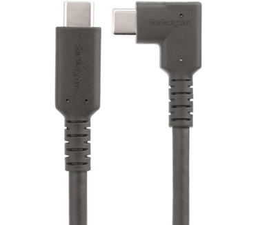 Startech.com 50cm Haakse USB-C Kabel, Rugged, USB 3.2 Gen 2 (10 Gbps), USB C naar C Data transfer Kabel met Rechte Hoek, 4K 60Hz DP Alt Mode, 100W Power Delivery, USB Type-C Kabel