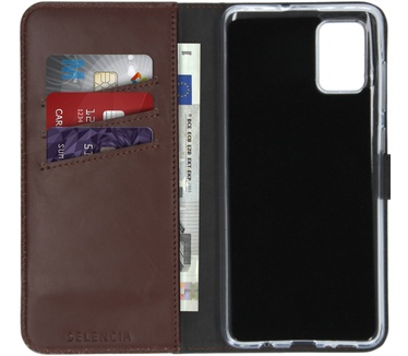 Selencia Echt Lederen Bookcase Samsung Galaxy A71 - Bruin